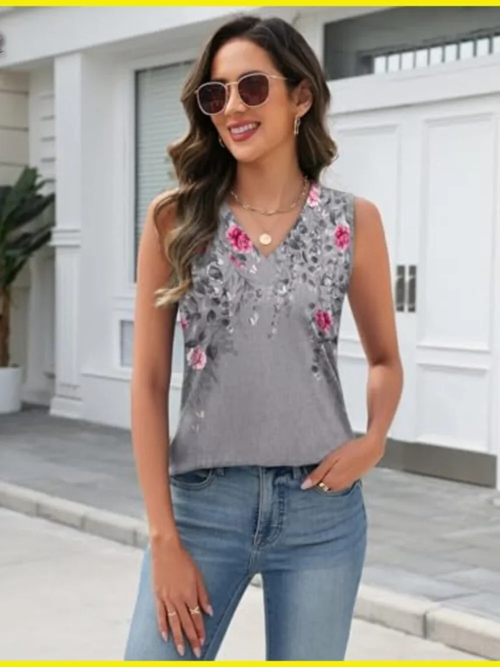 V-Neck Tank Top Loose Fit Sleeveless Blouse Business Casual Chic Summer Tops